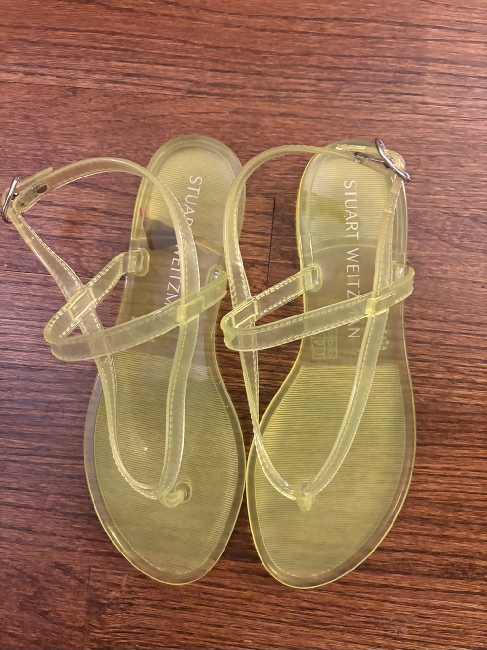 Stuart Weitzman Translucent Yellow T-Strap Jelly Sandals